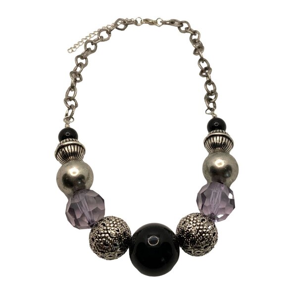 Paparazzi Sugar Sugar Necklace Antique Silver Tone Crystal Like Beads Adjustable - Picture 2 of 2